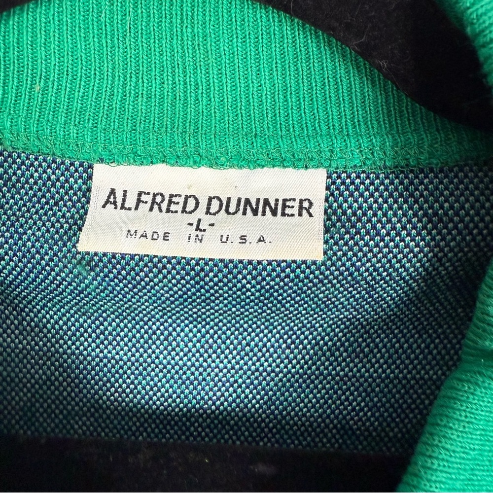 Vintage 70’s Alfred Dunner Green Blue Stripe Button Front Sweater Pant Set Lg - Picture 4 of 8